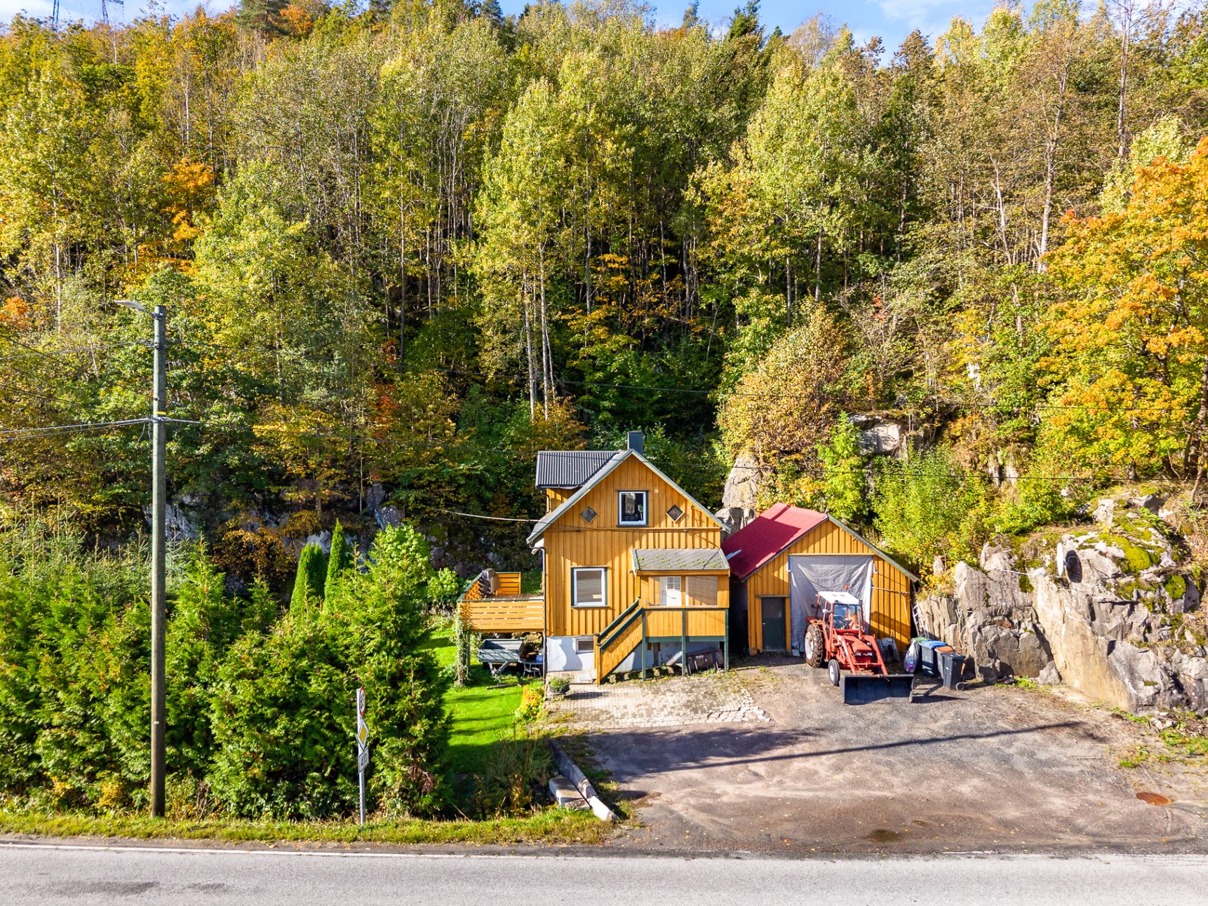 Autumn Cabin Aerial View — Aerial Photography Edit | Real Estate Photo Editing by Mast Creations